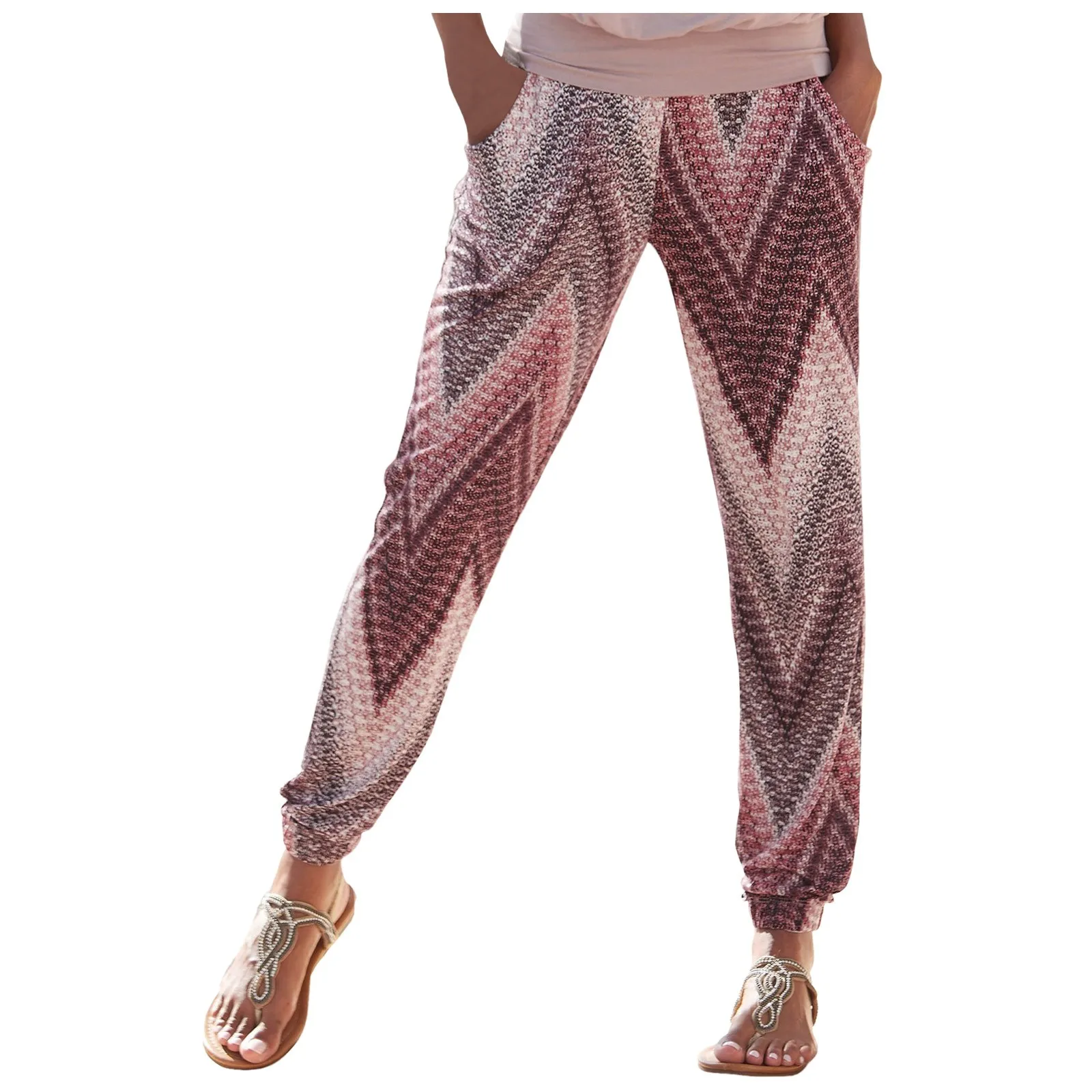 Bohemian Baggy Harem Pants Women Vintage Beach Holliday Pants Summer Ethnic Style Trousers Pockets Boho Long Pants Pantalones