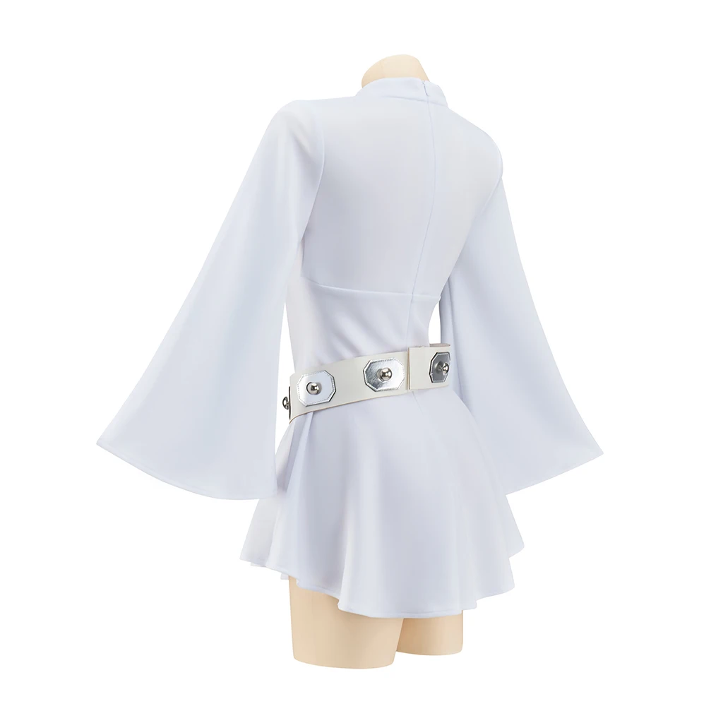 open lace back dress Movie Princess Leia Women White Dress Cosplay Costume Outfits Hallowee   TrendsinCosplay