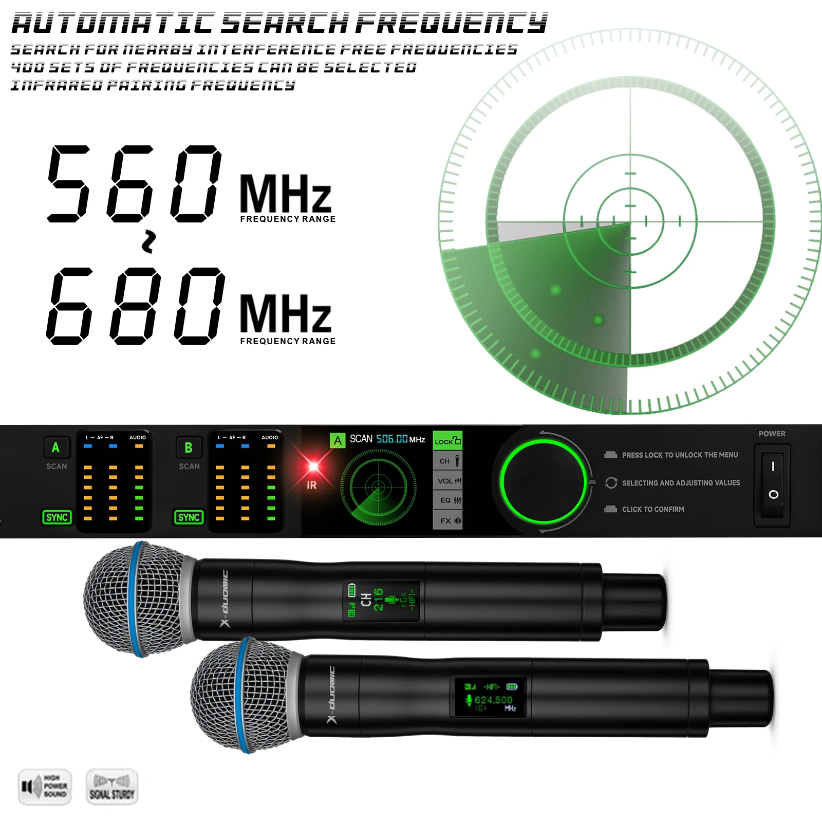 Imagem -05 - X-duomic-profissional Palco Desempenho Microfone Verdadeira Diversidade One to Handheld Microfone Anti-uivando Fbx Equilibrado Reverb Cor