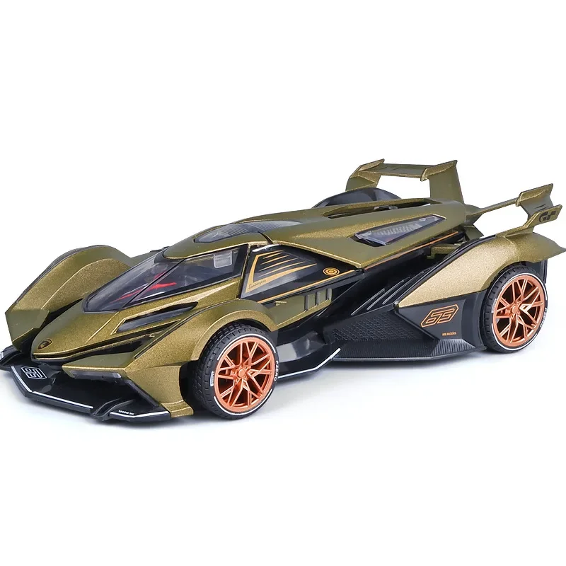 1:24 Lamborghini V12 VISION GT lega Diecast Model Car Sound & Light collezione di giocattoli per bambini hobby regali con ragazzi bambini