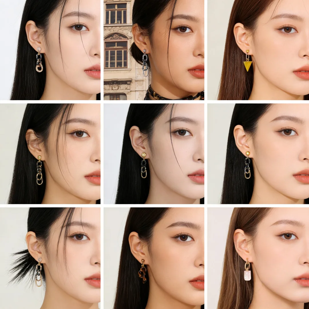 DIY accessories New simple acrylic fringed earrings women's light luxury niche high-end feeling showing face thin versatile earr