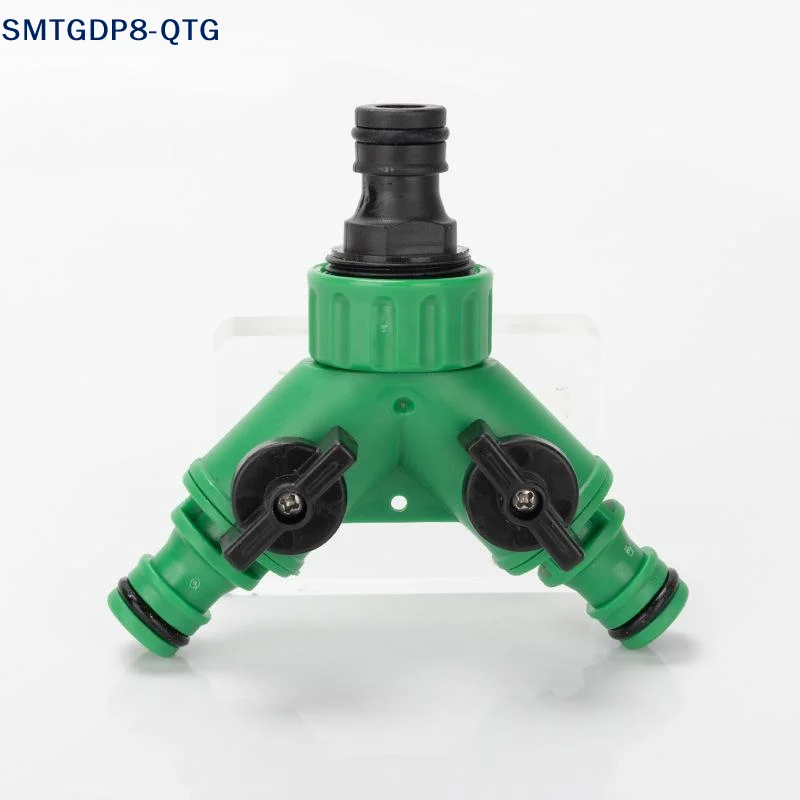 Hot Garden Water Splitter Y Connector 2-Way Valve With Switch - Quick Plastic Adapter For Faucet Irrigation Flower Landscaping