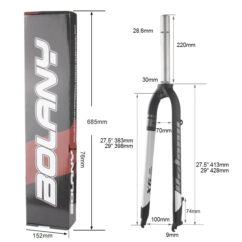 BOLANY-Mountain Bike hard fork, 26, 27.5, 29\