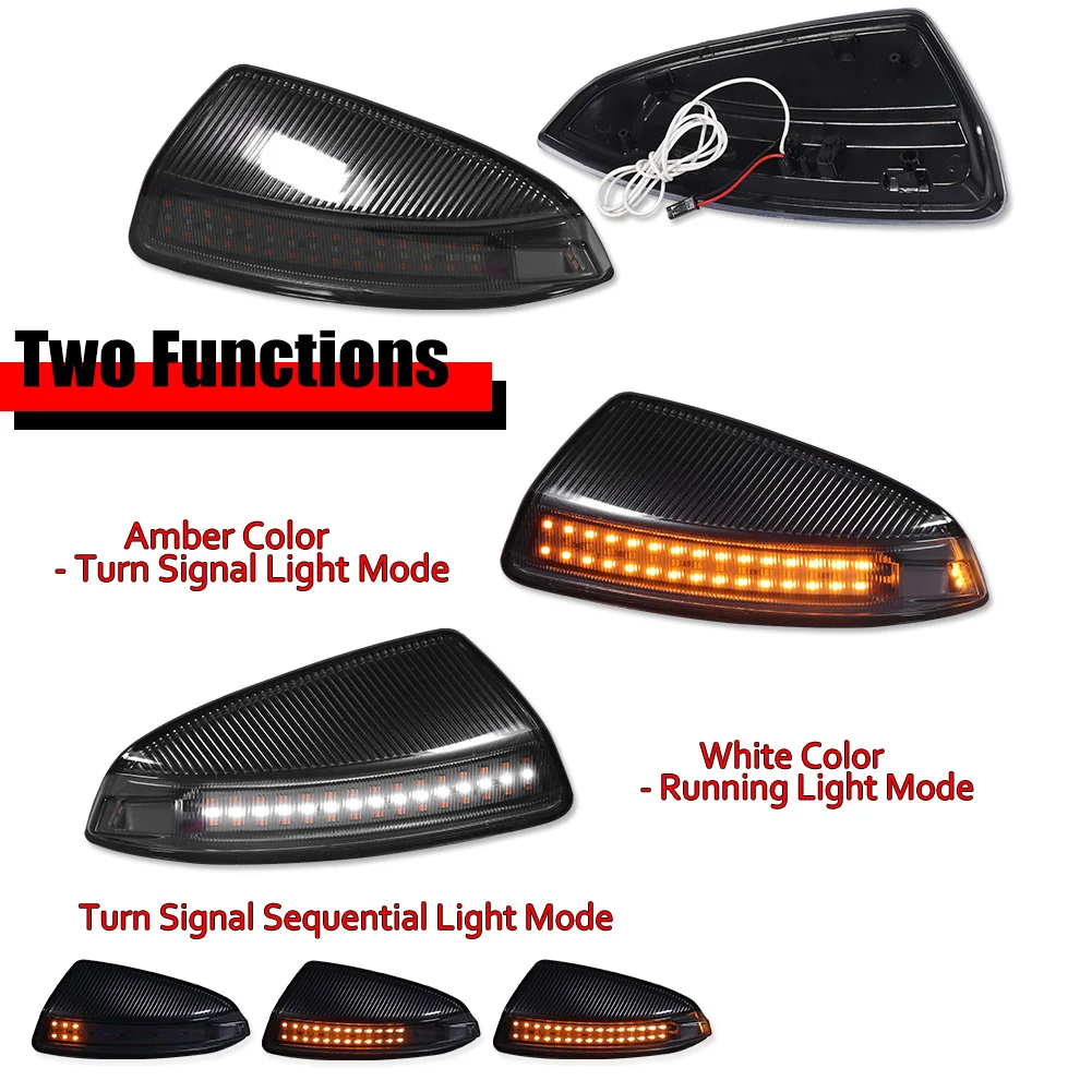 2PCS Turn Signal Light Side Mirror Indicator Blinker For Mercedes Benz C Class W204 S204  Viano Vito W639 ML W164 White LED DRL view 4
