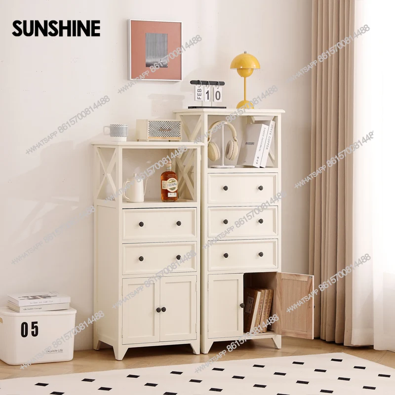 Pure solid wood locker multi-layer door storage cabinet living room bedroom drawer cabinet