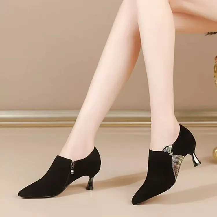 Damenschuhe, süße, leichte, schwarze Kristall-High-Heels von hoher Qualität, elegante, bequeme Pumps für Damen, Modell B684 – Detail 6