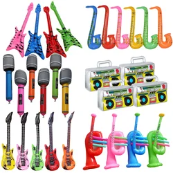 5pcs PVC Musical Instrument Balloon Inflatable Guitar Microphone Balloons Kids Birthday Adult Toys 80s 90s Party Decors Supplies