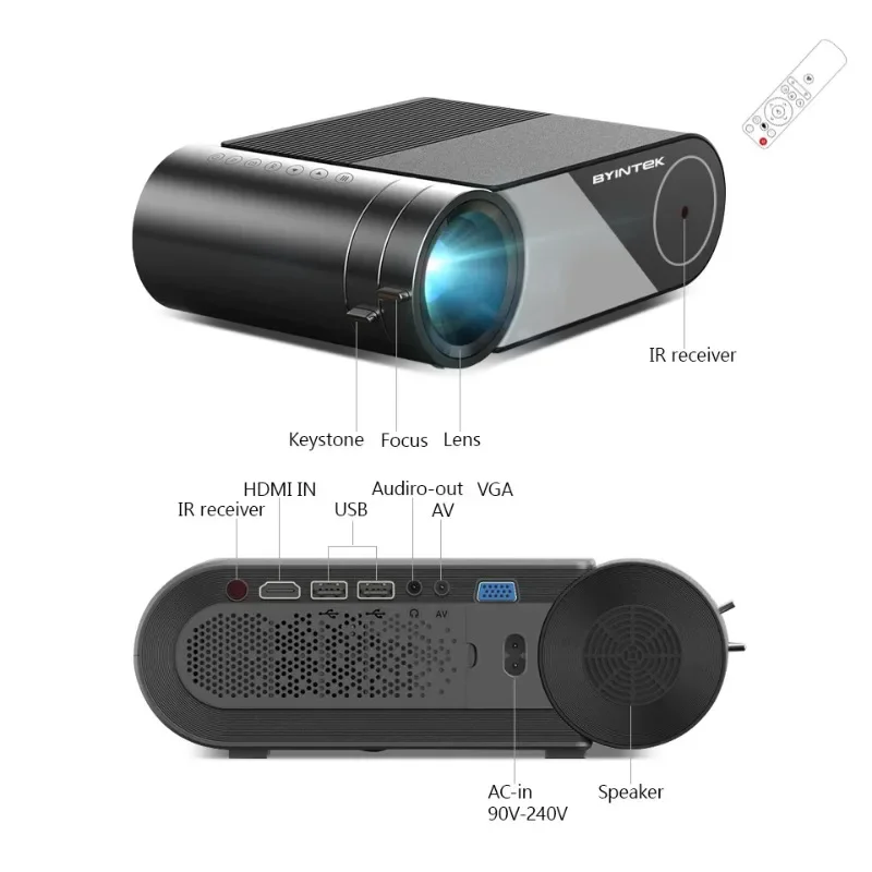 BYINTEK-miniproyector LED K9 para cine en casa, dispositivo Multimedia con Wifi, pantalla de teléfono inteligente