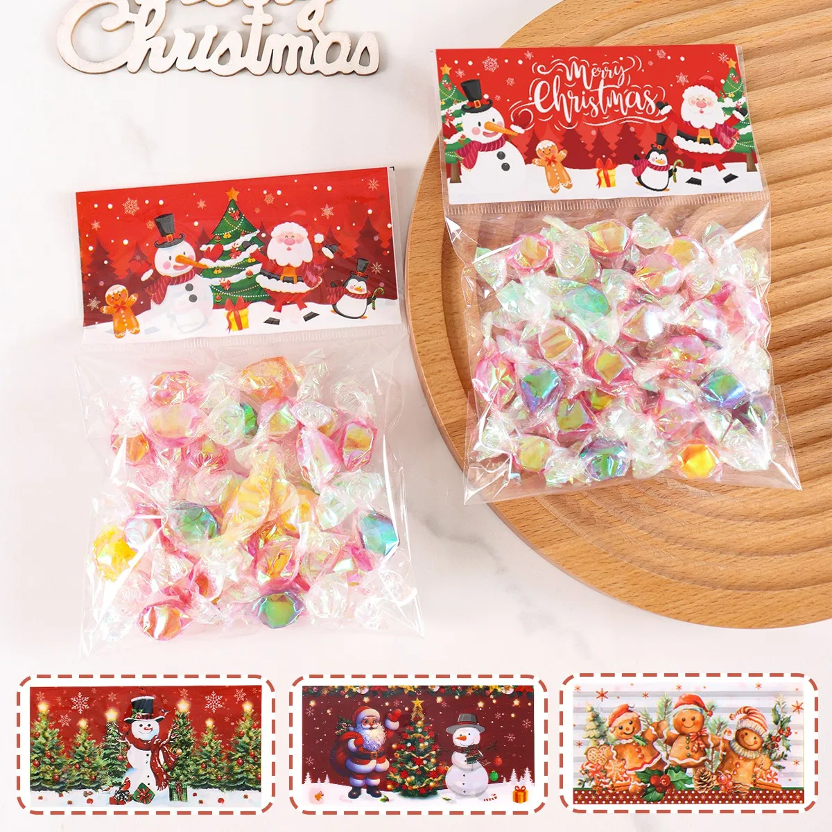 30/50 stücke Weihnachten Süßigkeiten Cookie Taschen Selbstklebende Snack Zellophan Taschen Weihnachten Party Dekoration Navidad Geschenk Neue Jahr 2026 – Detail 1