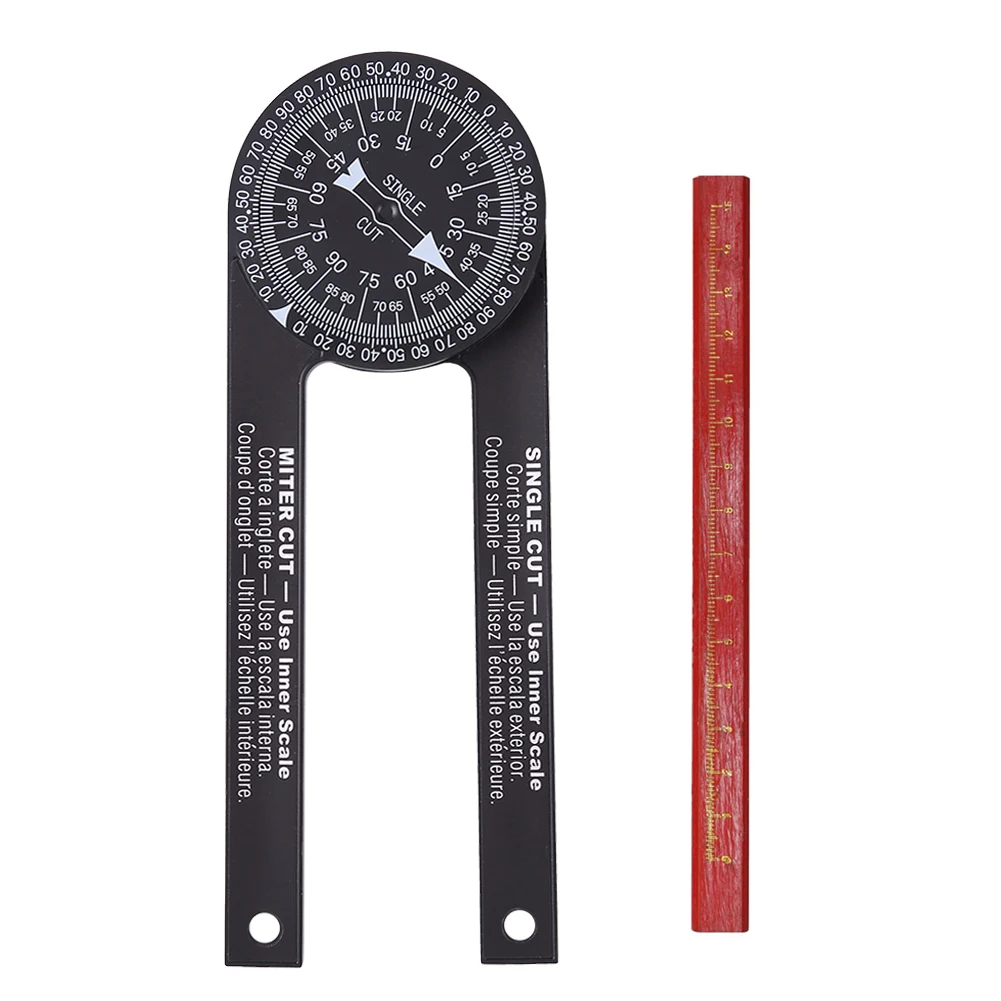 Pro Woodworking Scale Protractor with Marking Pencil ABS Accurate Carpenter Angle Finder Plumber Measuring Meter