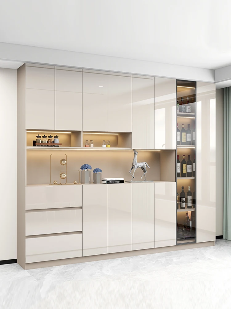 

Modern simple PET bright skin feeling dining side high cabinet custom locker