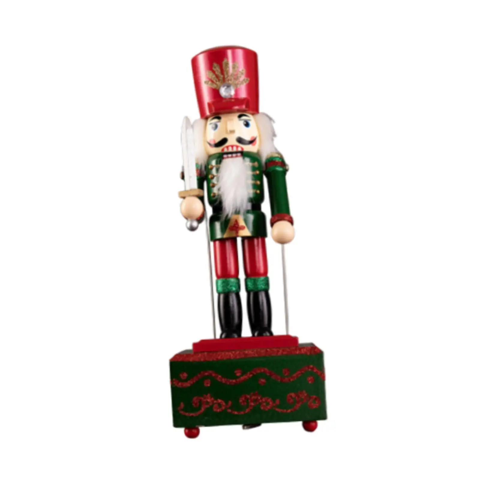 Christmas Nutcracker Decor,Wooden Music Box Gift Decor Musical Box Xmas Figurine Nutcracker Puppets for New Year Party Indoor