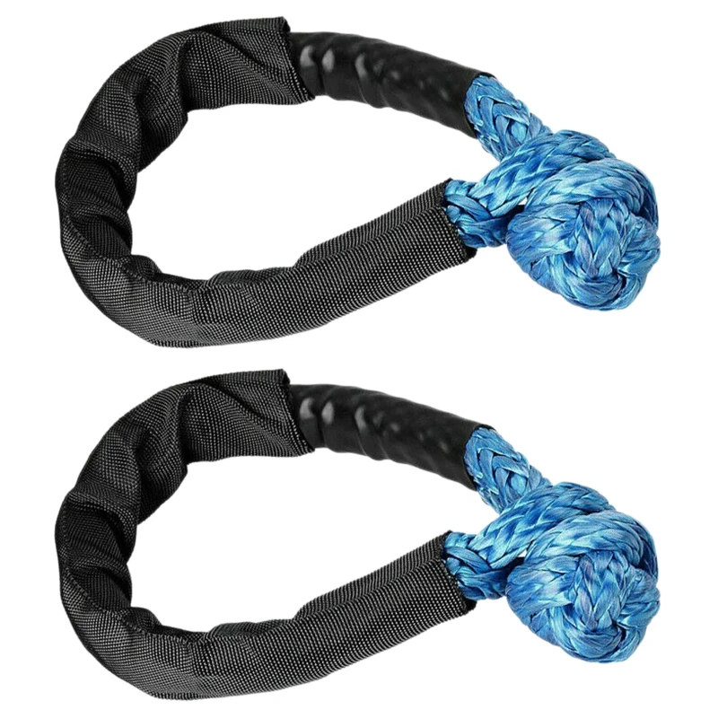 

2X Blue Soft Shackle Rope Synthetic Tow Recovery Strap 38,000LBs WLL Auto Parts Tow Rope Synthetic