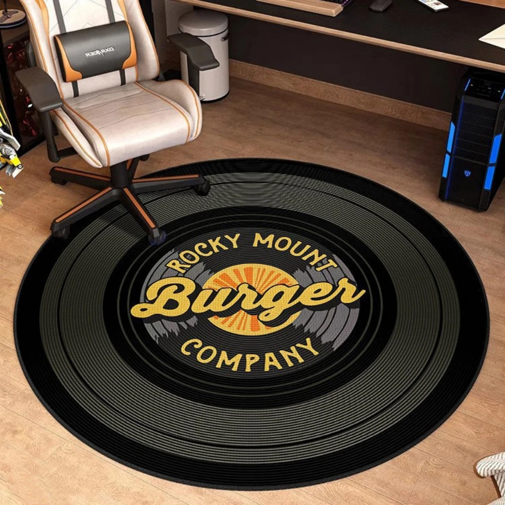 Retro Music Record Design Rug Non Slip Floor Mat for Bedside Sofa Coffee Table Living Room Decor Bedroom Rug Kitchen Floor Mat