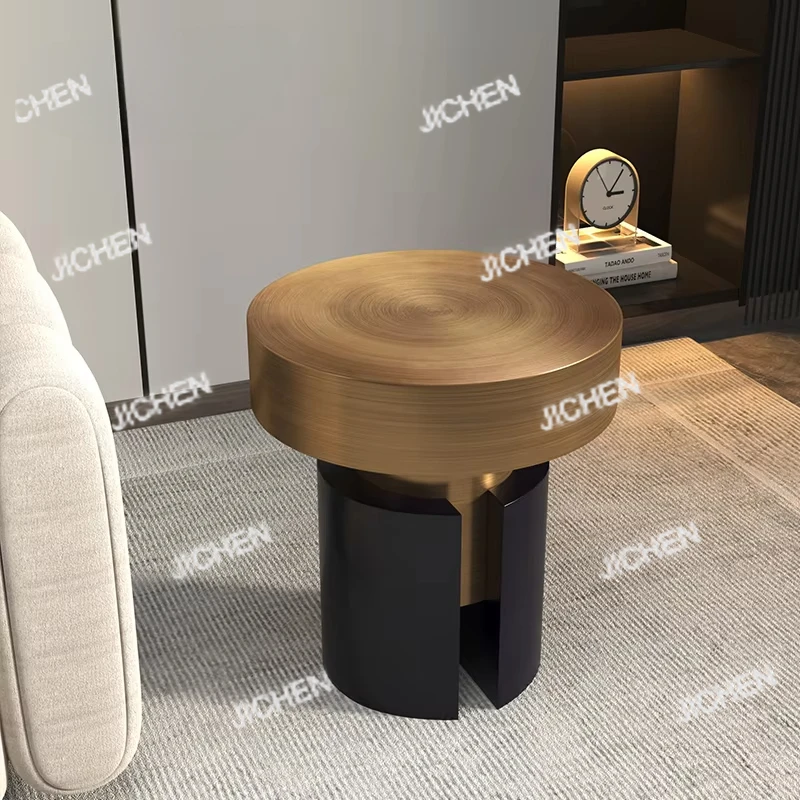 

Журнальный столик из нержавеющей стали, столик с металлическим краем, приставной столик для гостиной, круглый чайный столик, стол для хранения, скандинавская мебель, по индивидуальному заказу