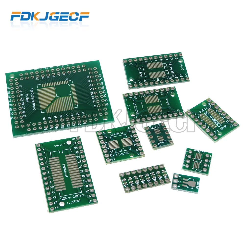 

10PCS PCB Board SMD Turn To DIP SOP MSOP SSOP TSSOP SOP 8/16/14/20/24/28P SOT89 SOT23 SOT223 to DIP