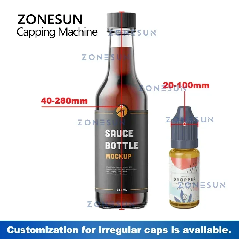 ZONESUN ZS-XGCC2 Electric Twist-off Capping Machine Screwing Round Bottle Jar Plastic Aluminum Closure Lid Capper