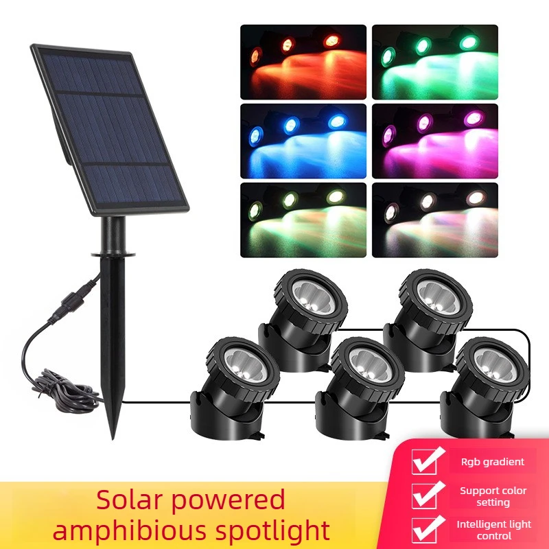 Luz subacuática solar para exteriores, Color RGB, jardín, césped, rocalla, piscina, foco, luz para piscina y jardín