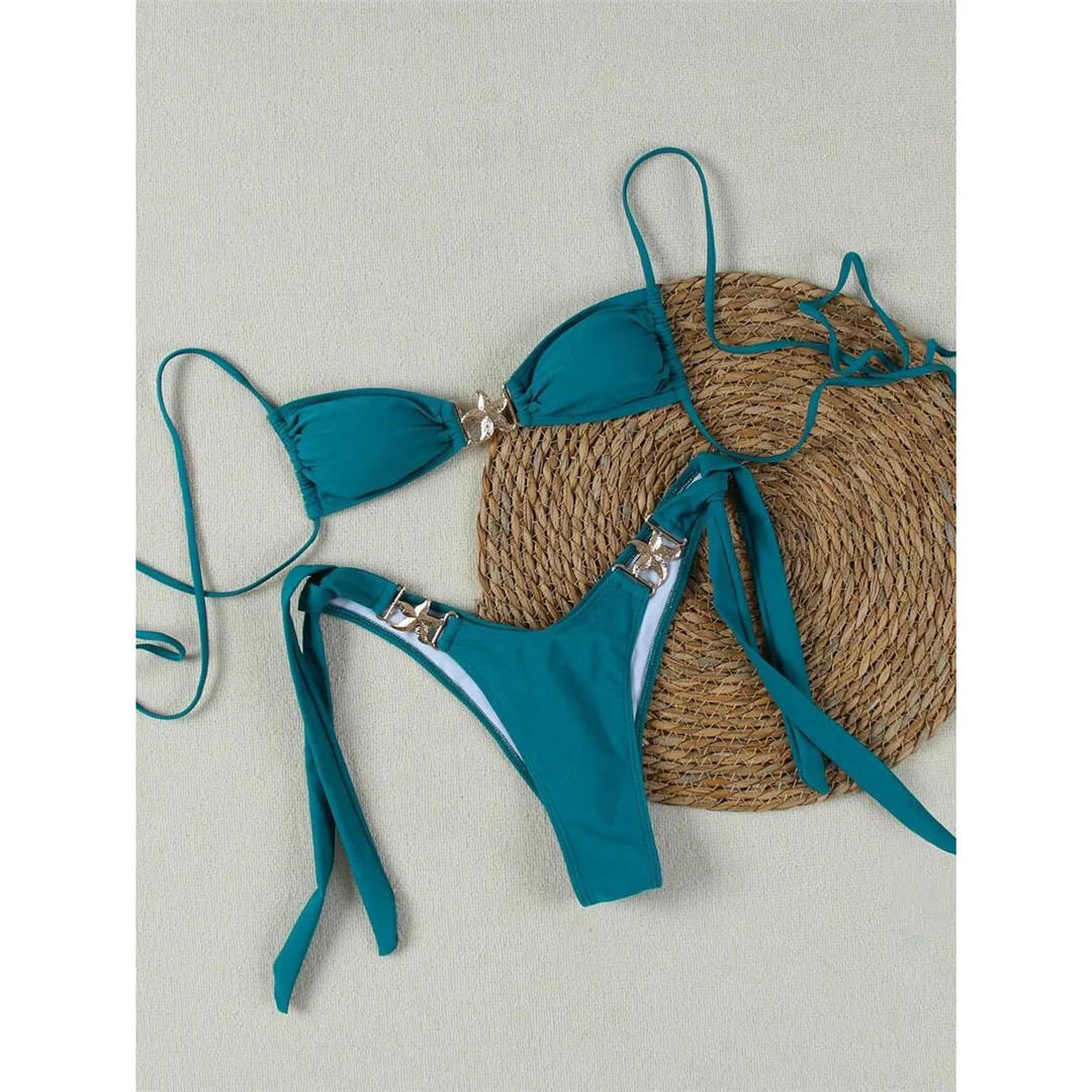 2026 Metallstern High-Cut Scrunch Butt Bikini Damen Badeanzug Zweiteiliger Bikini-Set Badebekleidung Badeanzug V6419 – Detail 14