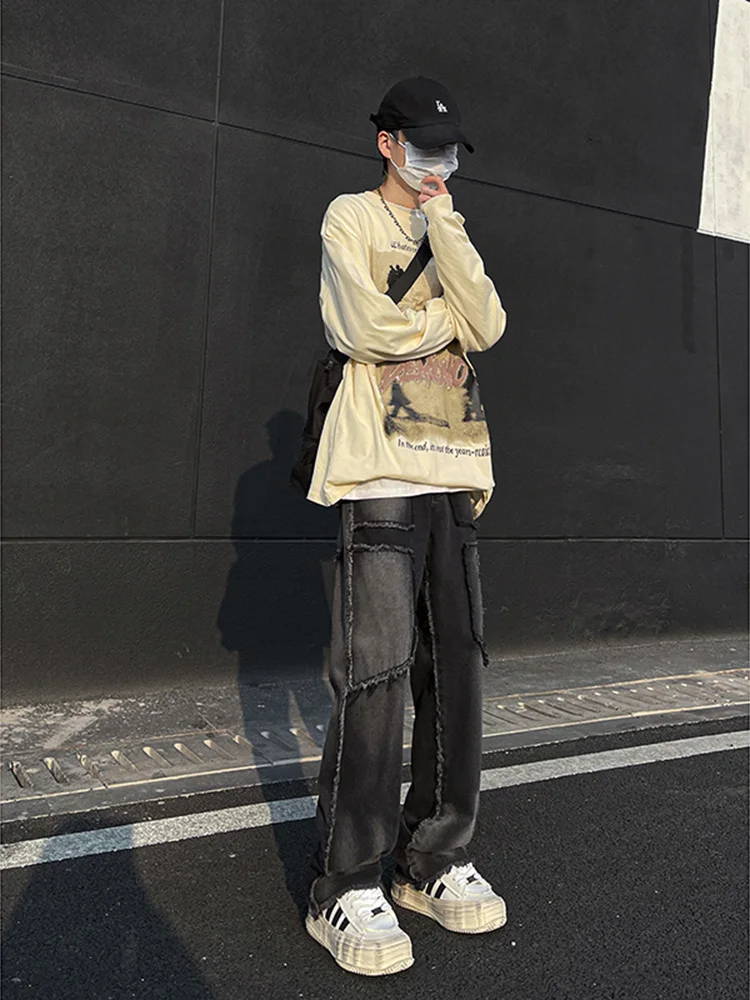 

Cleanfit Men's Straight Leg Jeans Spring Autumn Sle Slim Fit High Waist Micro Flared American Vibe Youthful Wear Resistant