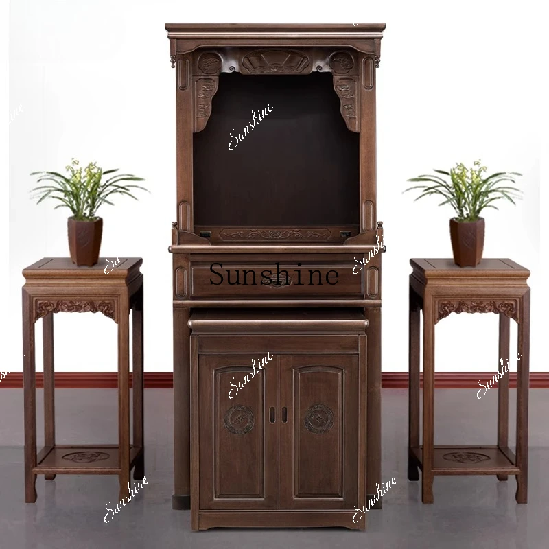 

Solid wood Buddhist niche New Chinese vertical cabinet Buddhist cabinet Modern household offering cabinet FT