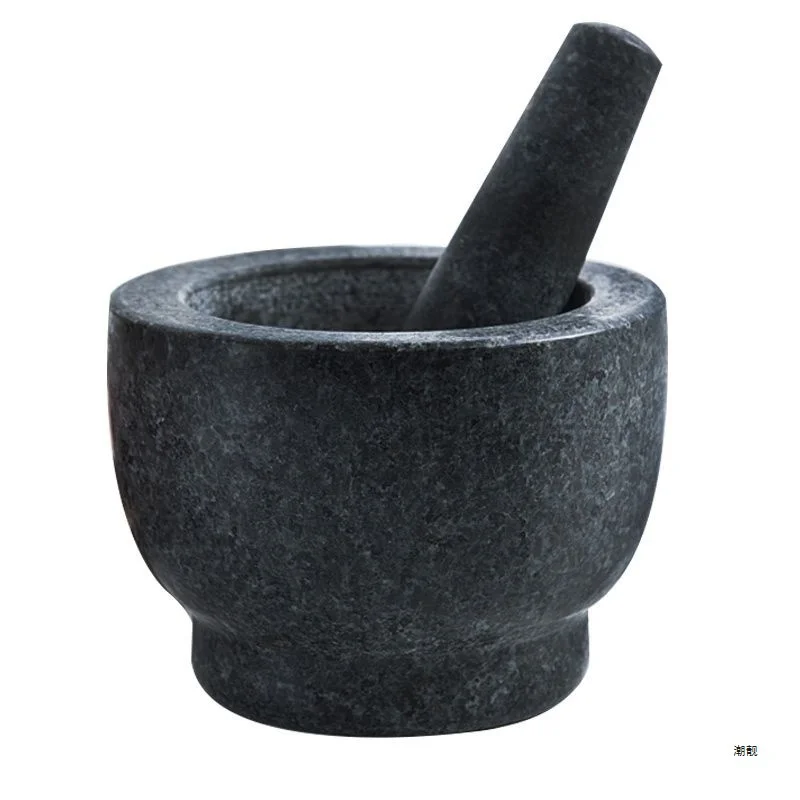 

Polished Granite Mortar And Pestle Marble Mortar for Grinding Herbal Crusher, Making Avocado Sauce, Salsa, Pepper, Crusher,BBQ