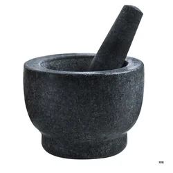 Polished Granite Mortar And Pestle Marble Mortar for Grinding Herbal Crusher, Making Avocado Sauce, Salsa, Pepper, Crusher,BBQ
