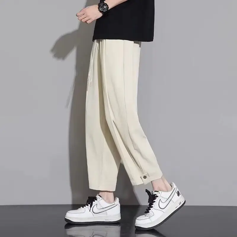 

Men's 9 Ice Silk Pants Summer Loose Casual Straight Leg Trousers Teenagers Versatile Sportswear Long Pants