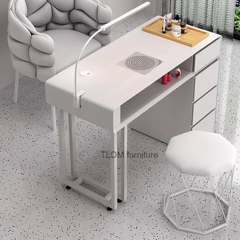 

White Professional Manicure Table Cleaner Aesthetic Living Room Nail Tech Table Makeup Mesa Manicura Salon Furniture LJ50MT