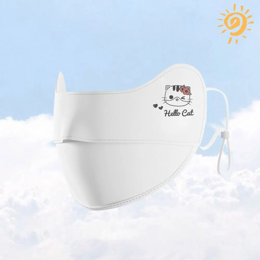 1Pcs Sun Protection Children Face Mask Ice Silk Driving Summer Sunscreen Mask Cartoon Pattern Anti-UV Kids Face Shield