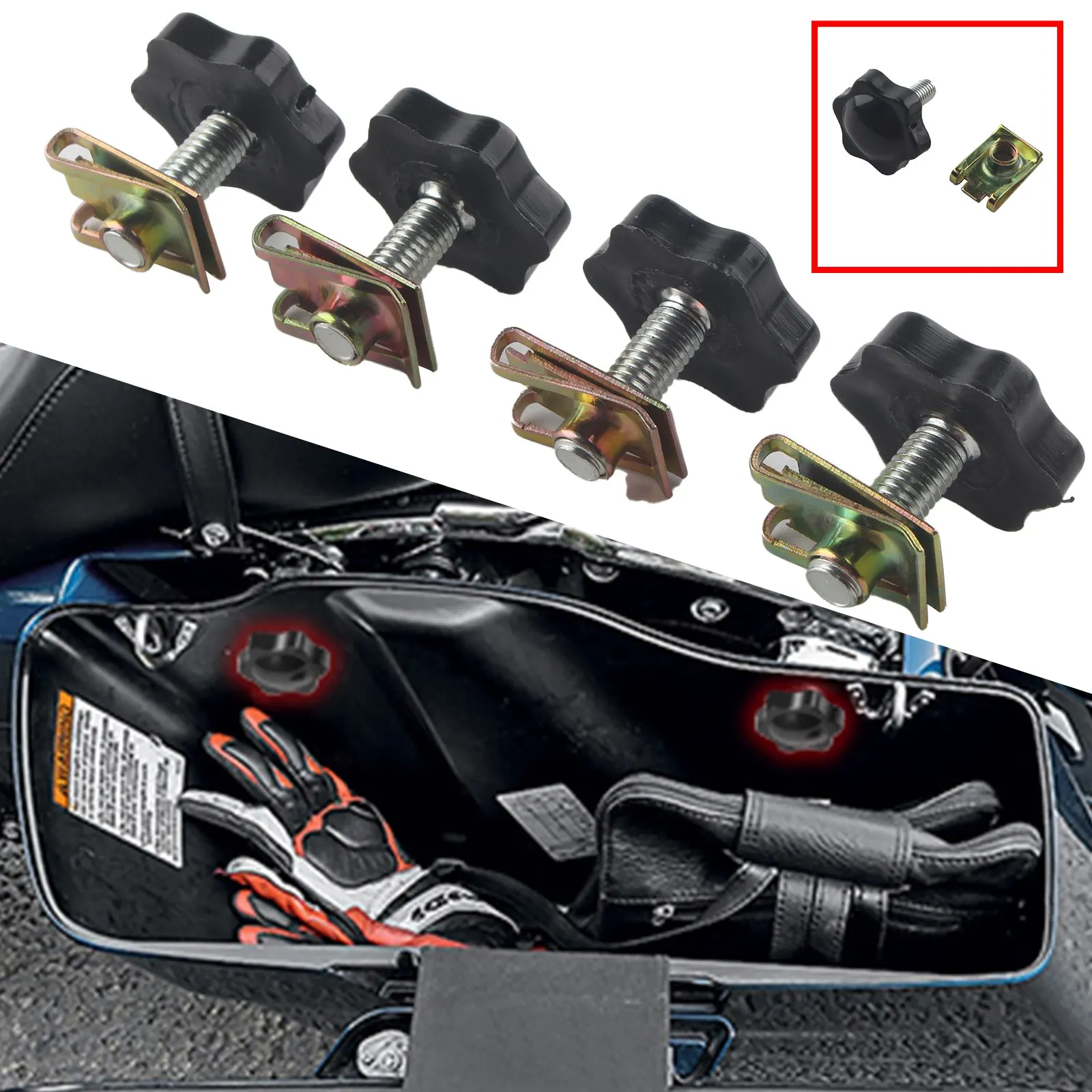 4X السرج قفل سرقة رادع تصاعد الترباس المسمار صالح ل هارلي FLHT FLHTCU #2