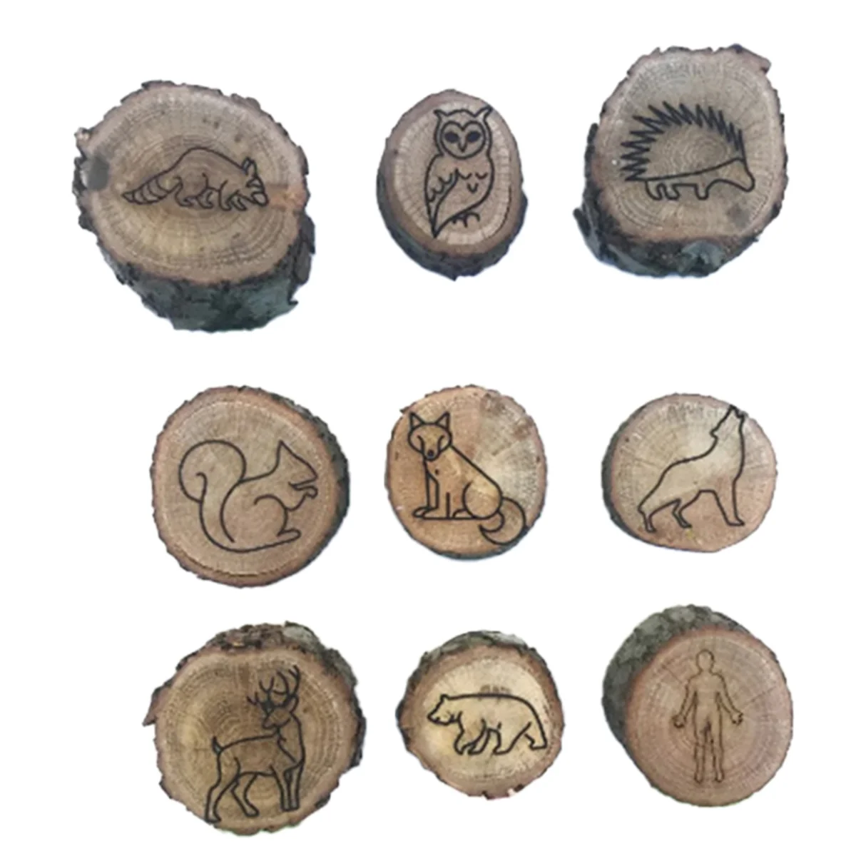 9pcs Animal Tracks Stamps Mould Animal Footprints Engrave Wooden Children Toys Muddy Ground Snowfield Step Print Jungle