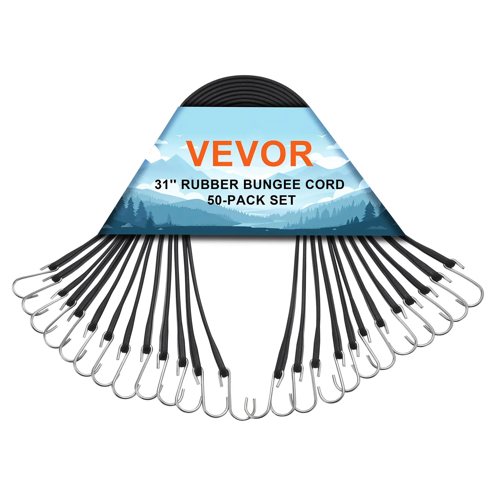 

50 Pcs Flat Bungee Cord Set 19.8 Mm Heavy Duty Bungee Straps With S-Hook