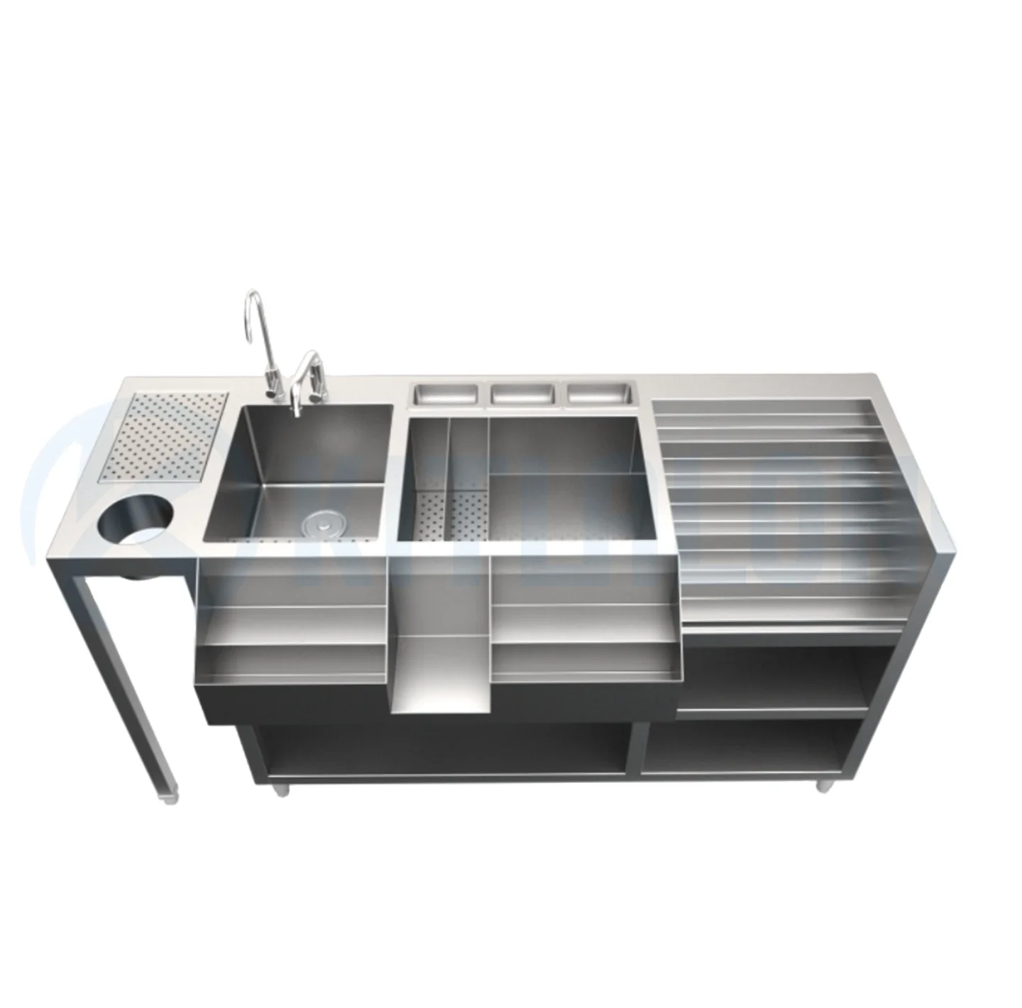 Stainless Steel Bar Station Cocktail Wine Bottle Display Rack Ice Bin Cocktail Bar Station
