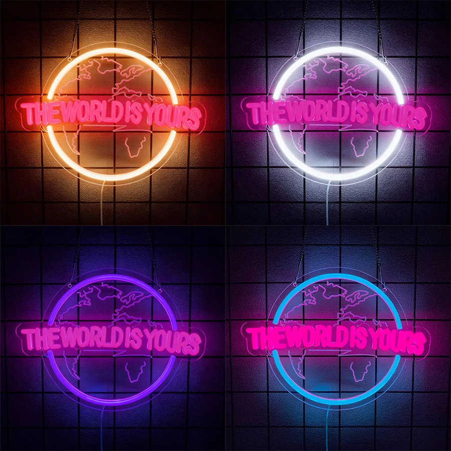

The World Is Yours Led Neon Sign, Used For Wall Decor, Office, Wedding, Man Cave, Game Room, Bedroom Wall Lamp, Birthday Gift.