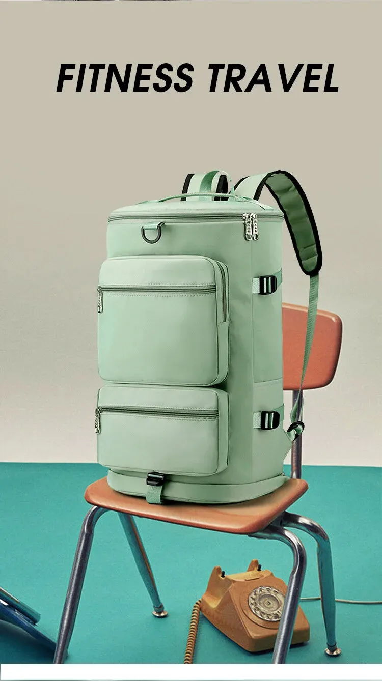 Large Space Fashionable Simple Travelling Backpack with Independent Shoe Compartment Casual  Multi-pocke Short Trip Bag