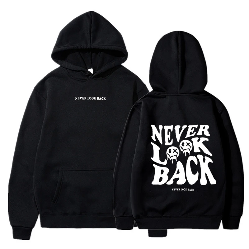 

Never Look Back on Men's and Women's Fashion Trend Sportswear, Harajuku Long Sleeved Casual Pullover Street Clothing Hoodies