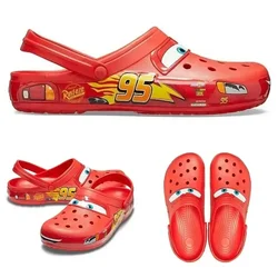 Aoger relâmpago mcqueen pixar crocs chinelos de praia ao ar livre bonito dos desenhos animados anime piscina anti deslizamento crocs no95 chinelos de carro