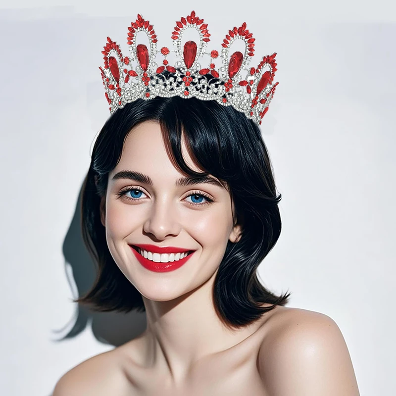 Elegant Baroque Royal Queen Diadem Big Crystal Bridal Crown Princess Tiaras Hight Pageant Large Crown Wedding Brides
