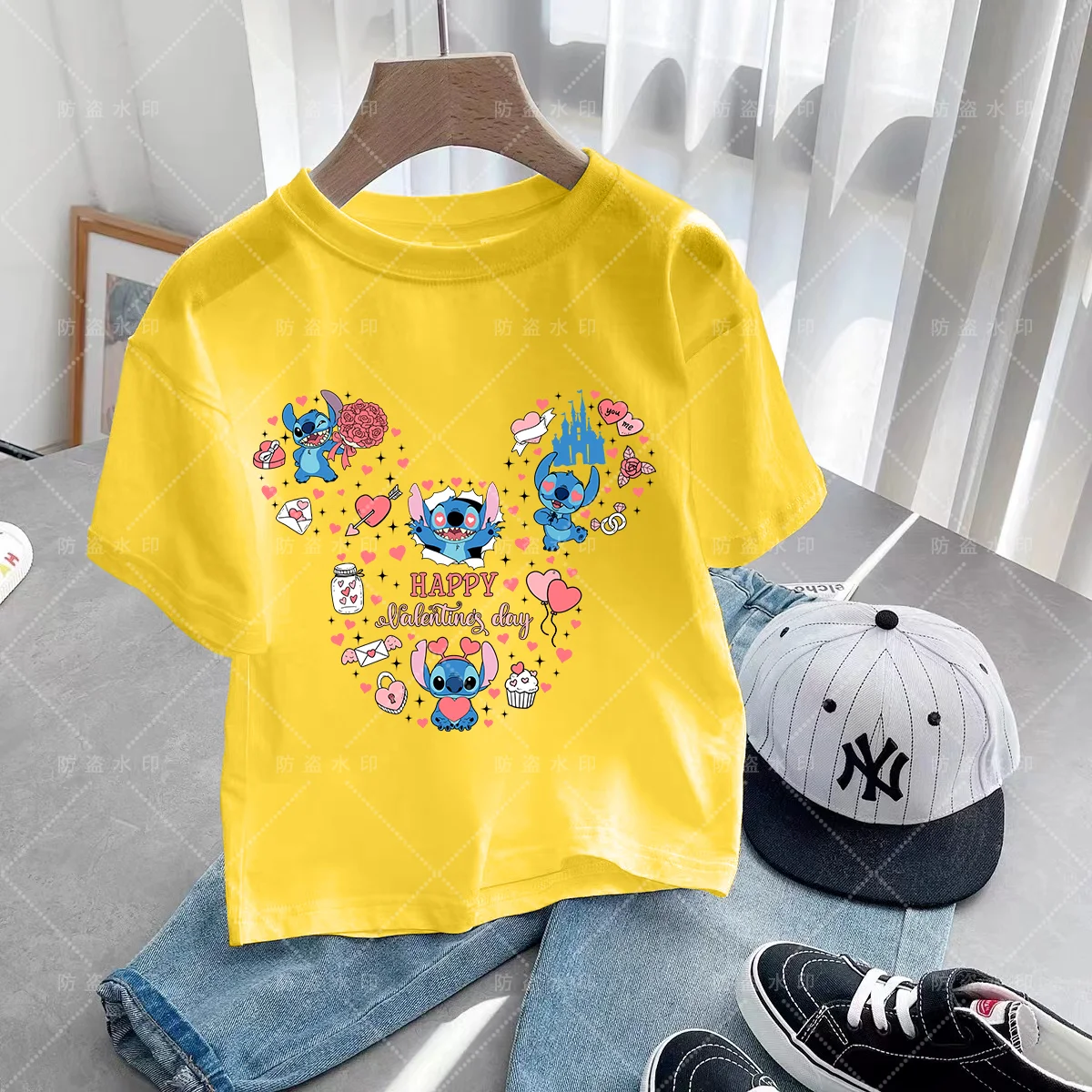 Y2k Summer Kawaii Cartoons Tops T-shirts Lilo and Stitch Girls Children Top Children Clothes 2024 Kawaii Cartoons Kawaii Mother