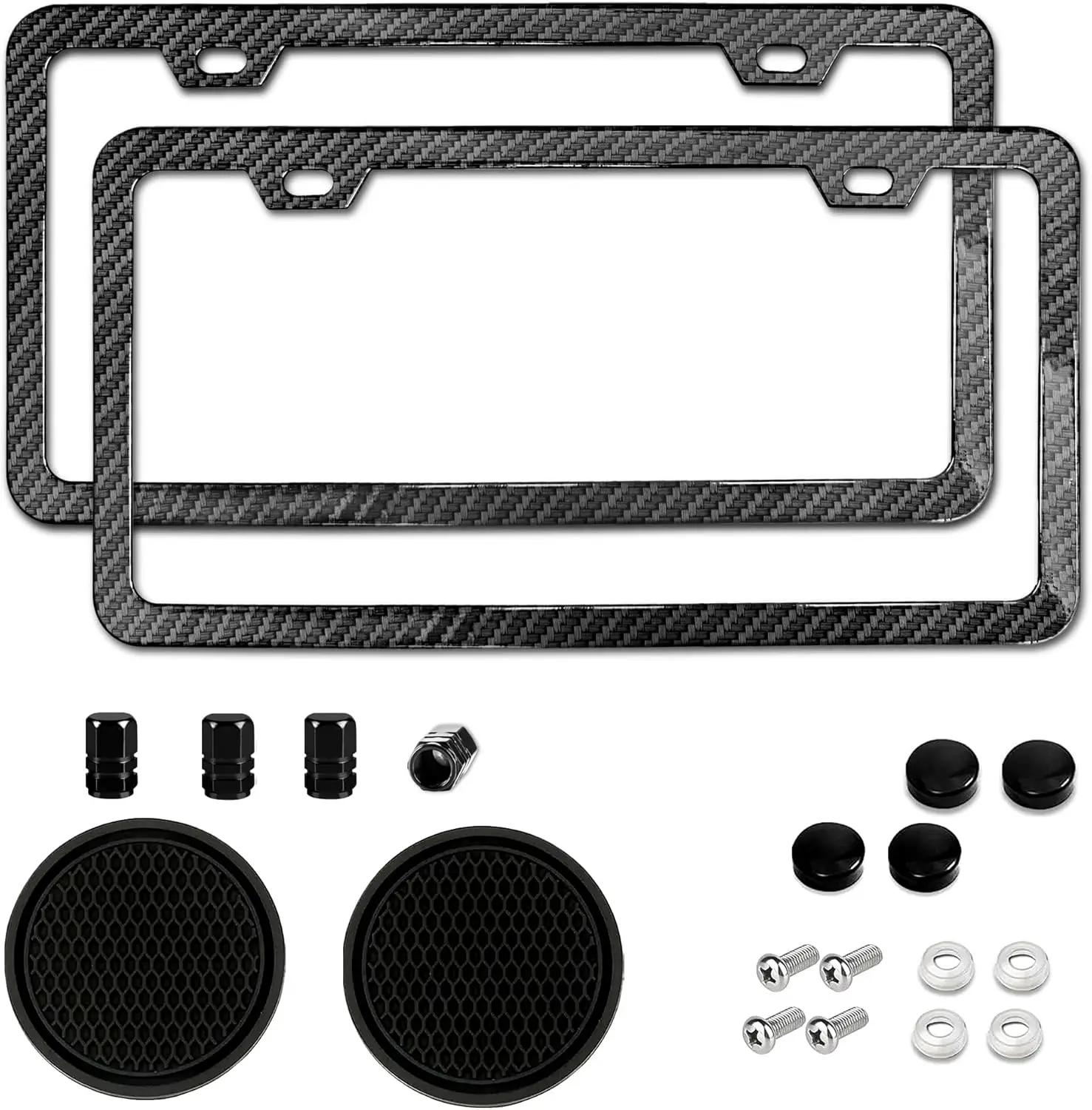

2 Packs License Plate Frame Carbon Fiber Aluminum Universal Fit for Car Men Women