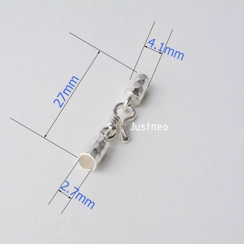 solid 925 sterling silver Clasp Leather Cord End Cap , silver jewelry diy findings/components