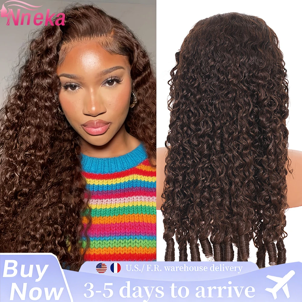 

Nneka #4 Chocolate Brown Burmese Curly Wigs 13x6 Hd Lace Frontal Wig Curly 13x4 Hd Lace Frontal Human Hair Wigs For Women 200%