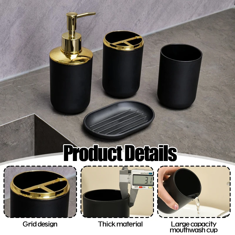 

Wood Combination Bathroom Set Bathroom Accessories 4 Piece Set of Toiletries Imitation Toothbrush Cup Holder Bathroom Supplies