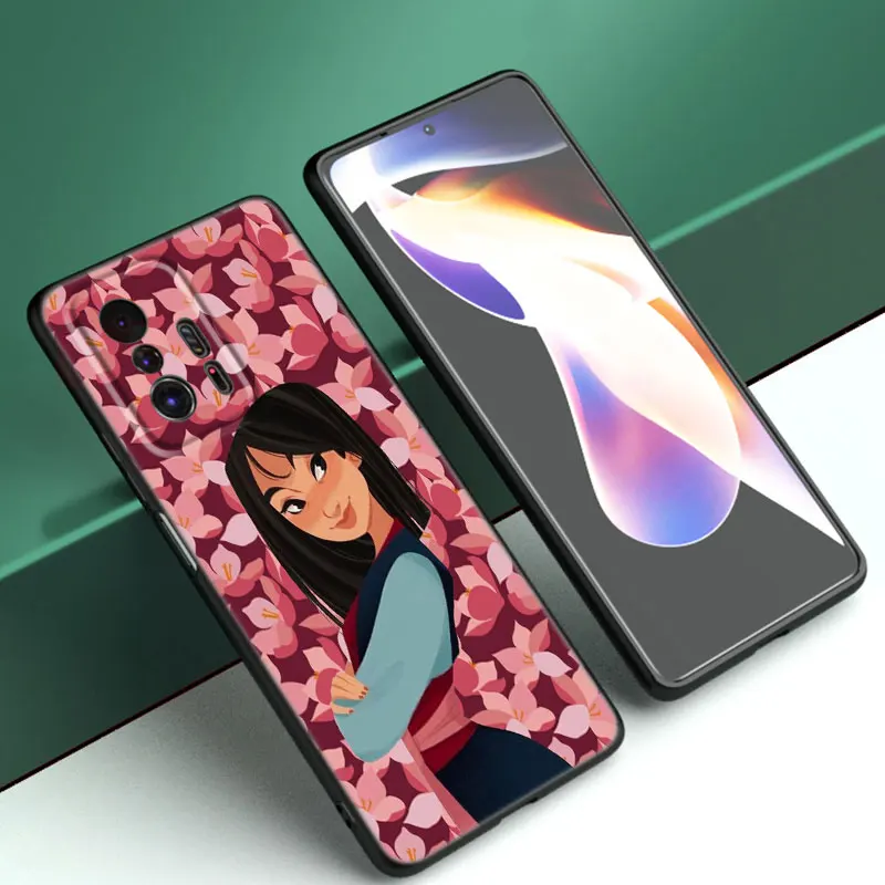 جراب هاتف Mulan Princess أسود لـ Xiaomi ، فيلم ساخن ، Mi 9 SE ، 10T ، 11 ، 12 ، 13 Lite ، 9T ، 11T ، 12S ، 12T ، 13T ، 14 برو ، 5G ، NE ، 10i ، 11i ، 12X