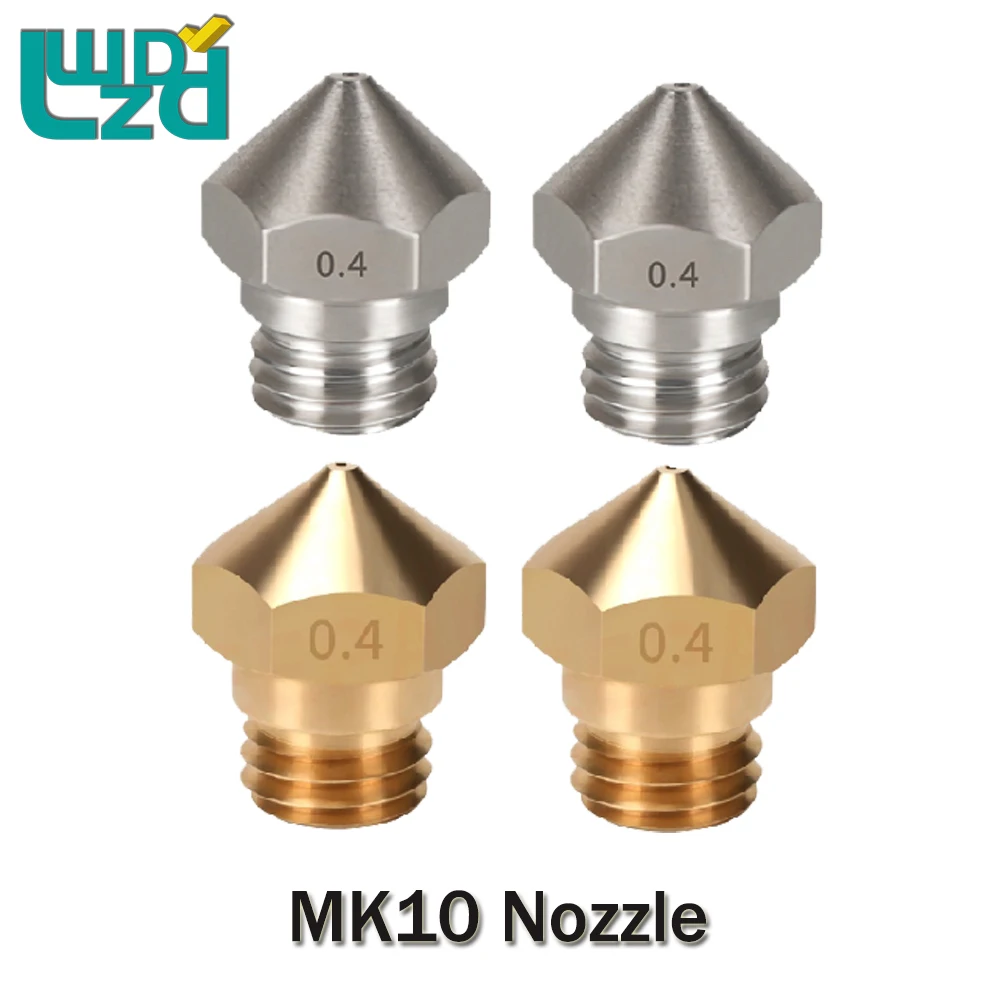 5pcs MK10 Nozzle M7 Thread Brass Stainless Steel Nozzles MK10 3D Printer Parts 0.2 0.3 0.4 0.5 0.6 0.8 1.0mm For 1.75mm Filament