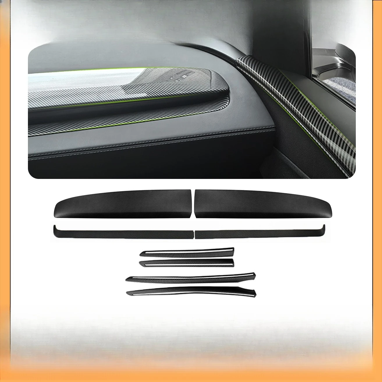 

Накладка на центральную консоль для Tesla Model Y/3 Refresh - карбон/алькантара, декоративная полоса для улучшения интерьера