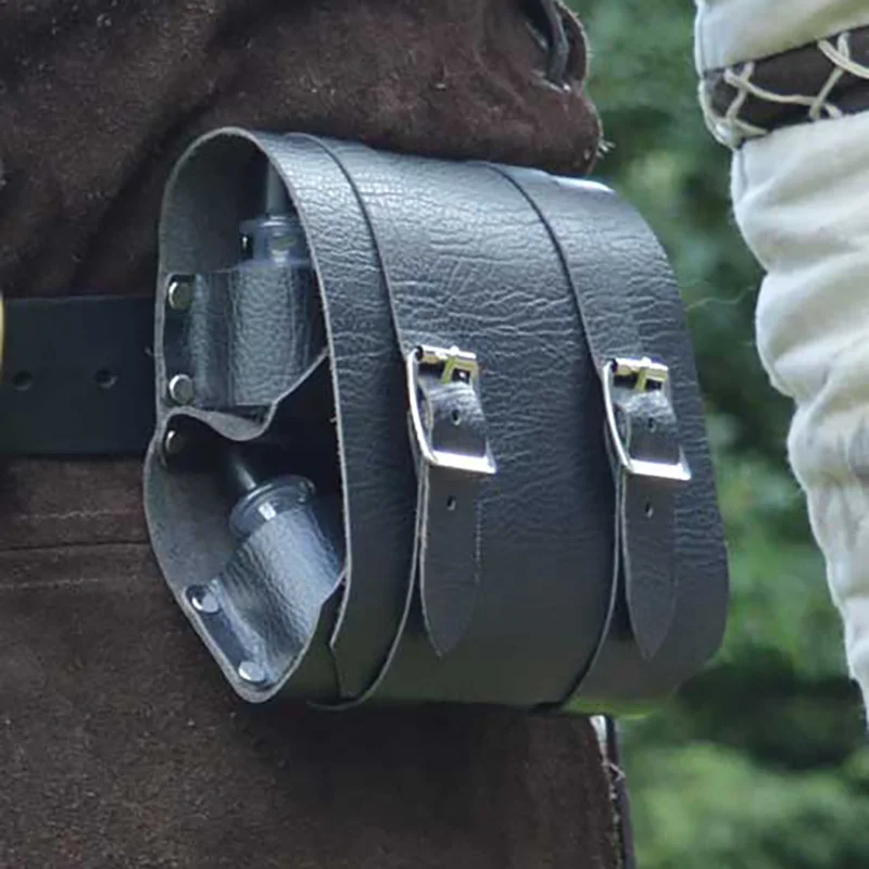 Medieval Renaissance Witch Wizard PU Leather Potion Bottle Pouch Vial Holder Alchemist Healer Cosplay Costume Steampunk Belt Bag