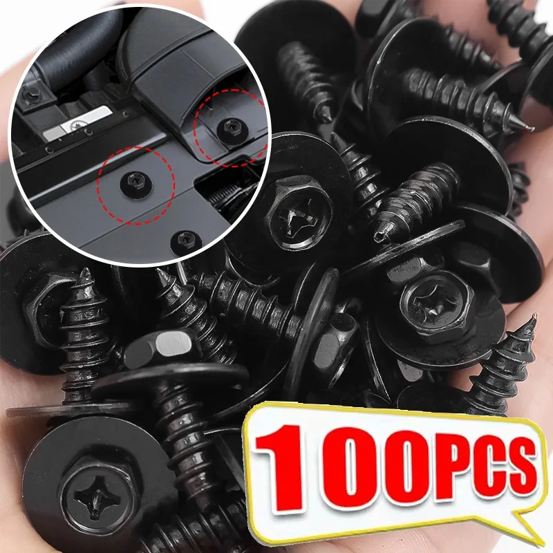 

M6 * 18 саморез, автомобильный бампер, крепежные детали для крыльев, фиксатор обшивки шасси, универсальные черные винты из углеродистой стали