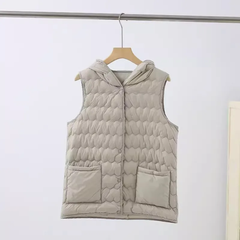 Winter warme Kapuze Daunen weste Jacke Frauen ultraleichte weiße Ente Daunen weste Mantel weibliche ärmellose kurze Tank Parkas